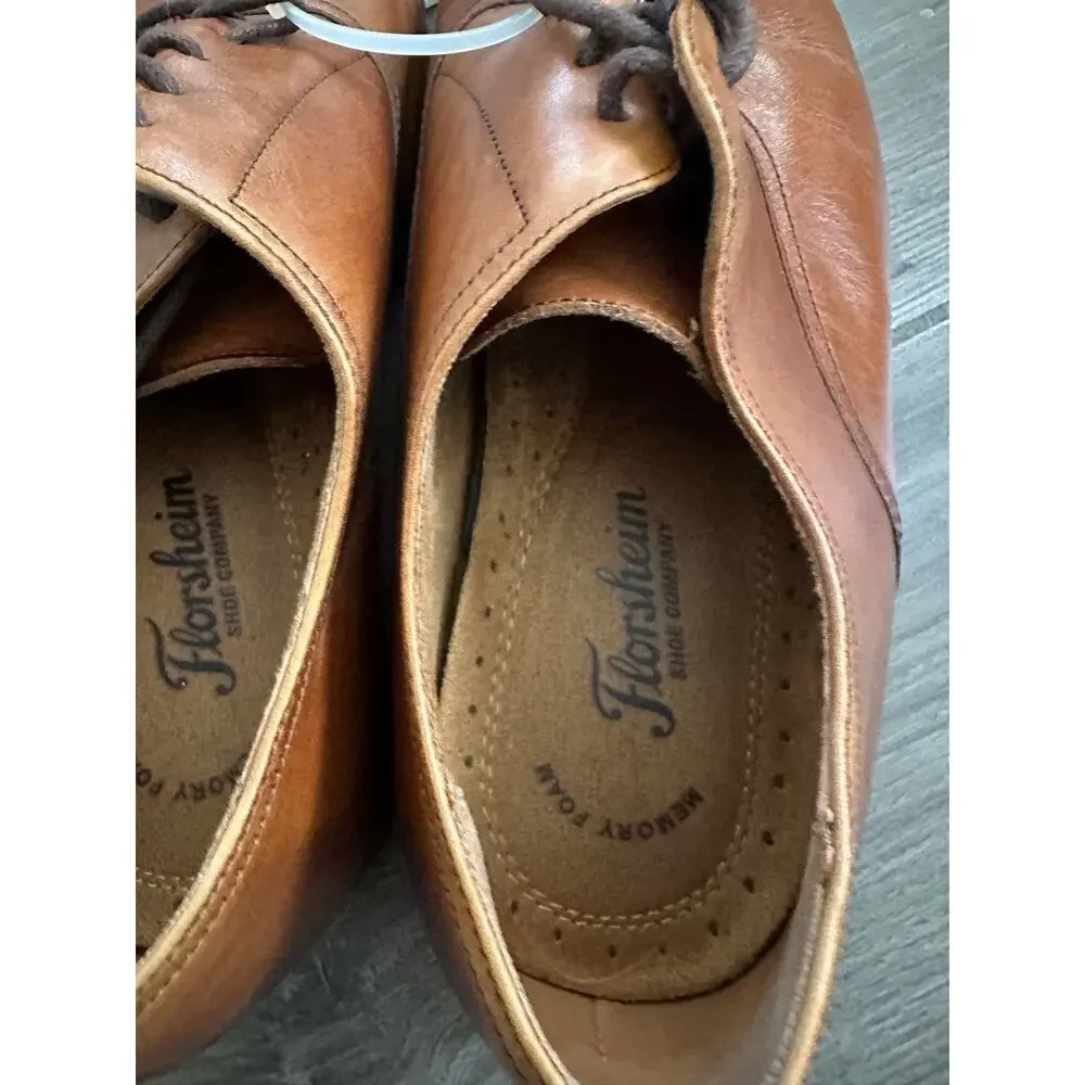 Florsheim Shoes Mens 11 D Dress Cap Toe Oxford cognac brown Leather Lace Up